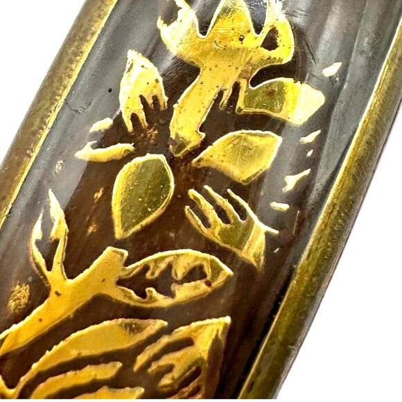 Brass Floral Bangle Retro Bracelet Flowers Heart Cutout Boho Casual Jewelry - Picture 6 of 8